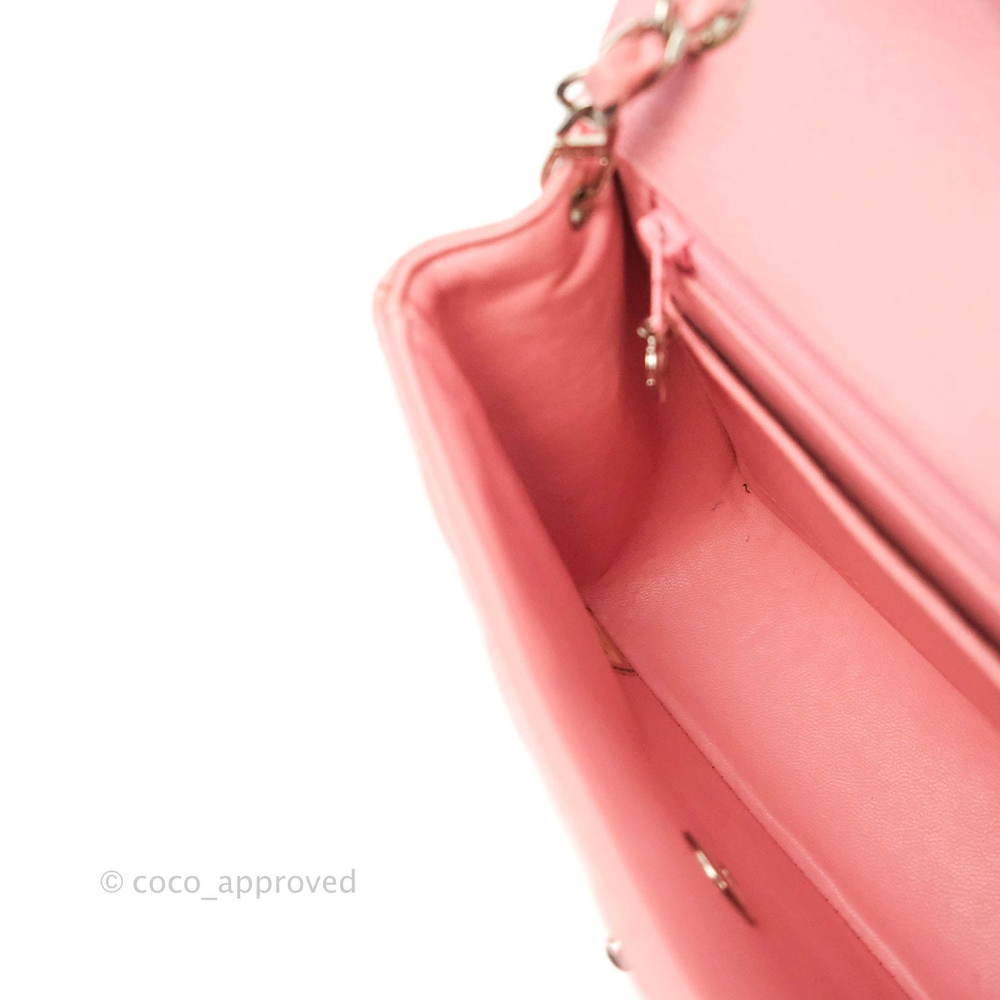Chanel Quilted Vintage Mini Square Flap Pink Caviar Silver Hardware
