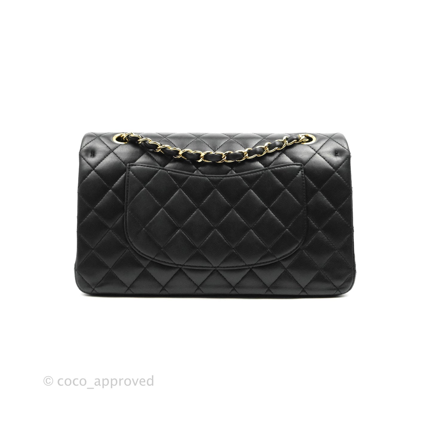Chanel Classic M/L Medium Double Flap Black Lambskin Gold Hardware
