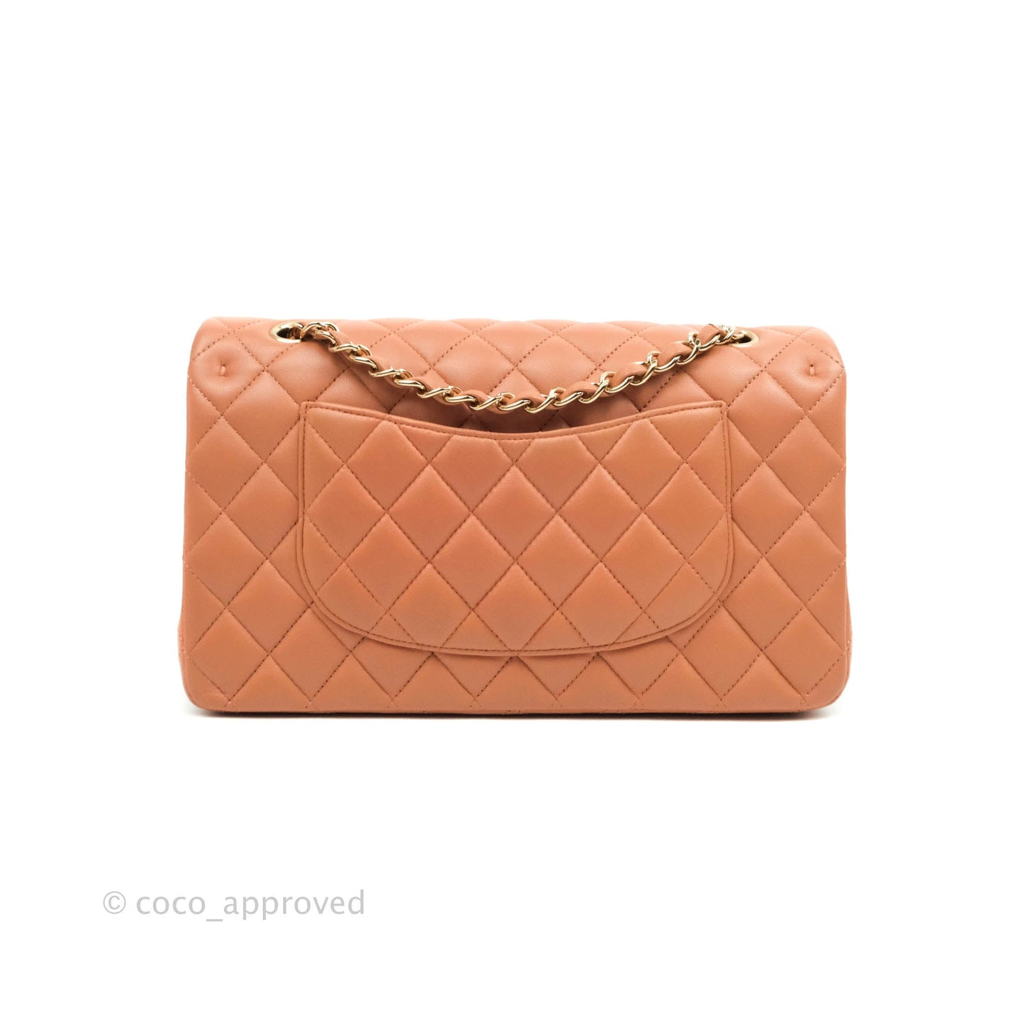 Chanel Classic M/L Medium Double Flap Dark Beige Lambskin Gold Hardware 18C
