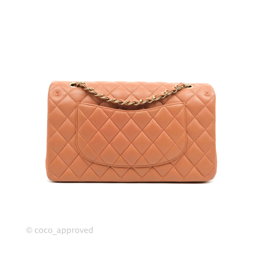 Chanel Classic M/L Medium Double Flap Dark Beige Lambskin Gold Hardware 18C
