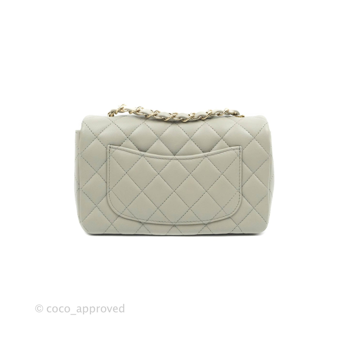 Chanel Quilted Mini Rectangular Flap Light Grey Lambskin Gold Hardware 22C