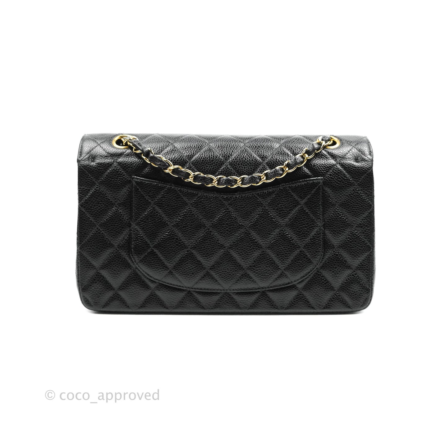Chanel Classic M/L Medium Double Flap Black Caviar 24K Gold Hardware