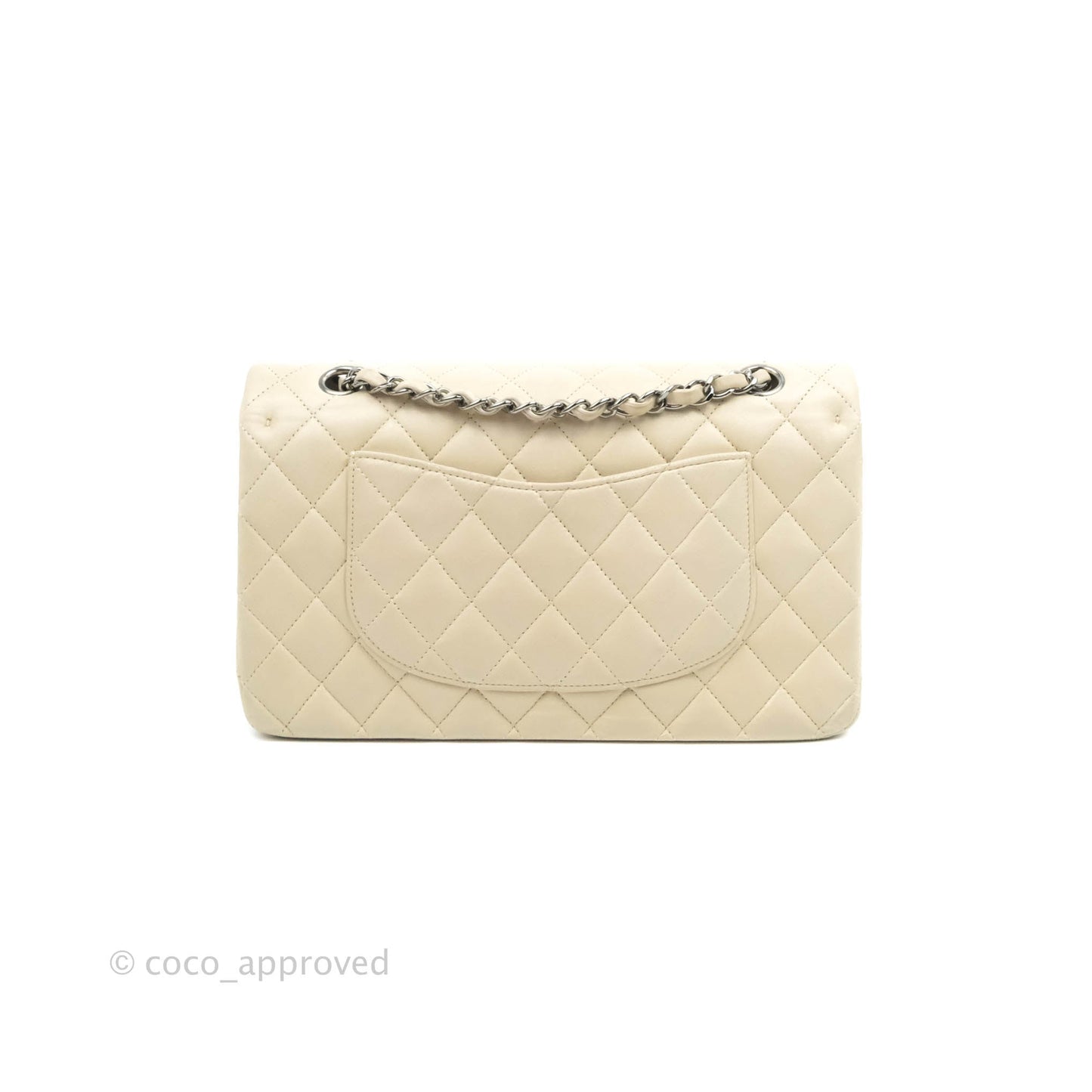 Chanel Classic M/L Medium Double Flap Light Beige Lambskin Gun Metal