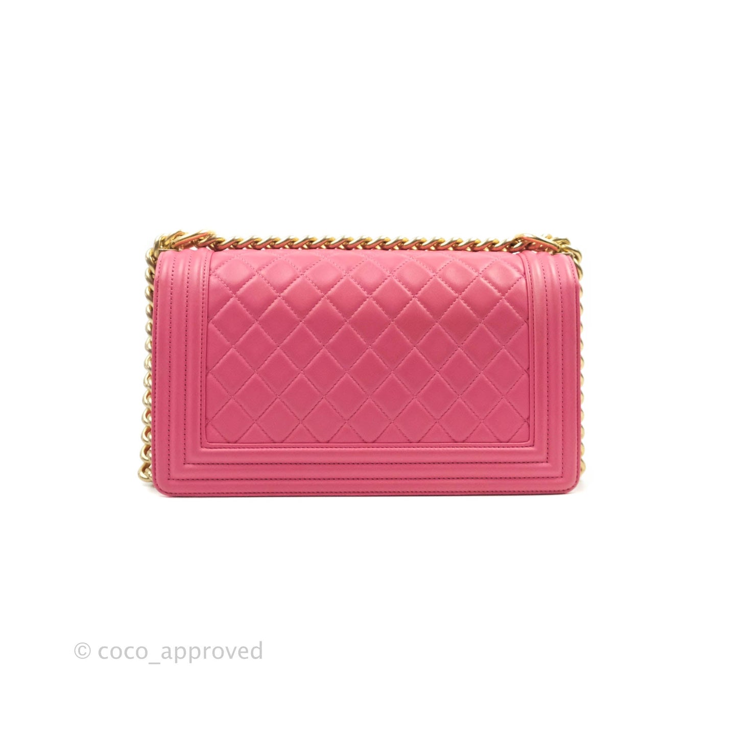 Chanel Quilted Medium Boy Bag Pink Lambskin Aged Gold Hardware