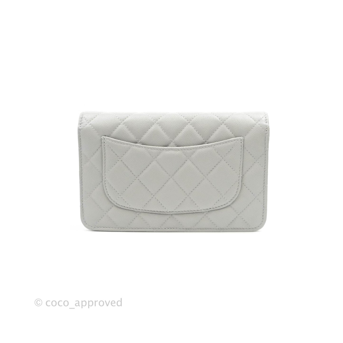 Chanel Quilted Wallet on Chain WOC Grey Caviar Gold Hardware 21A