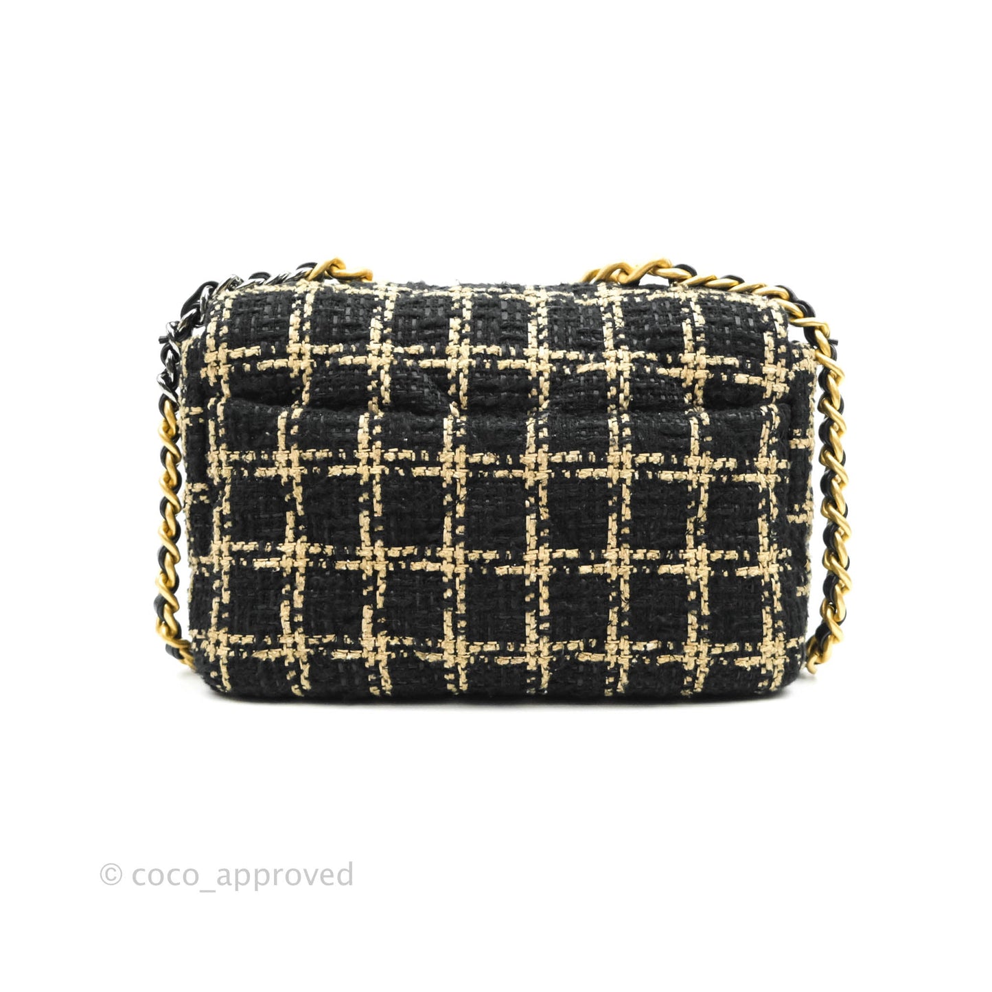 Chanel 19 Small Tweed Black Beige Mixed Hardware