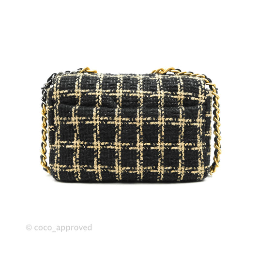 Chanel 19 Small Tweed Black Beige Mixed Hardware
