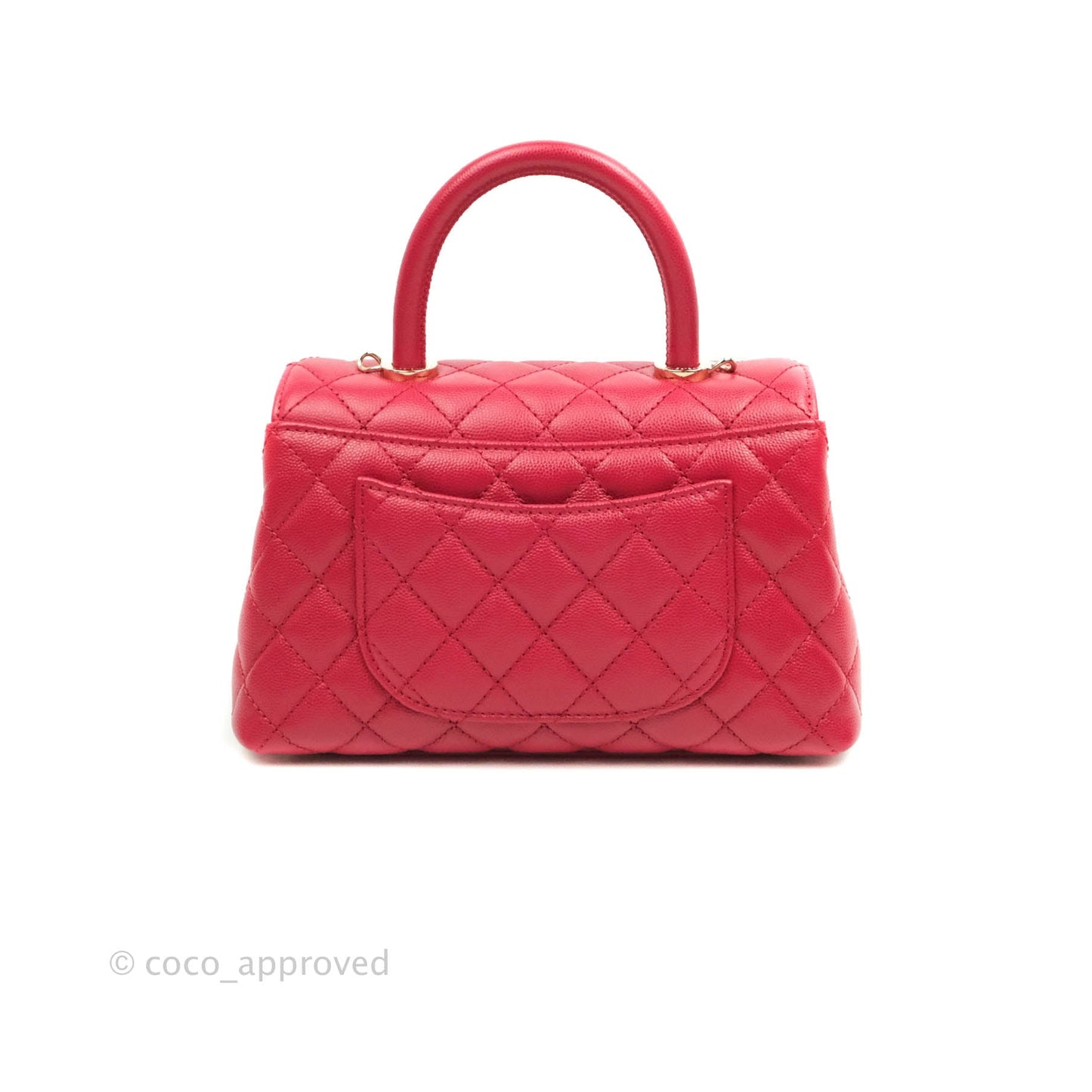 Chanel Small (Mini) Coco Handle Quilted Rosy Red Caviar Gold Hardware 21A