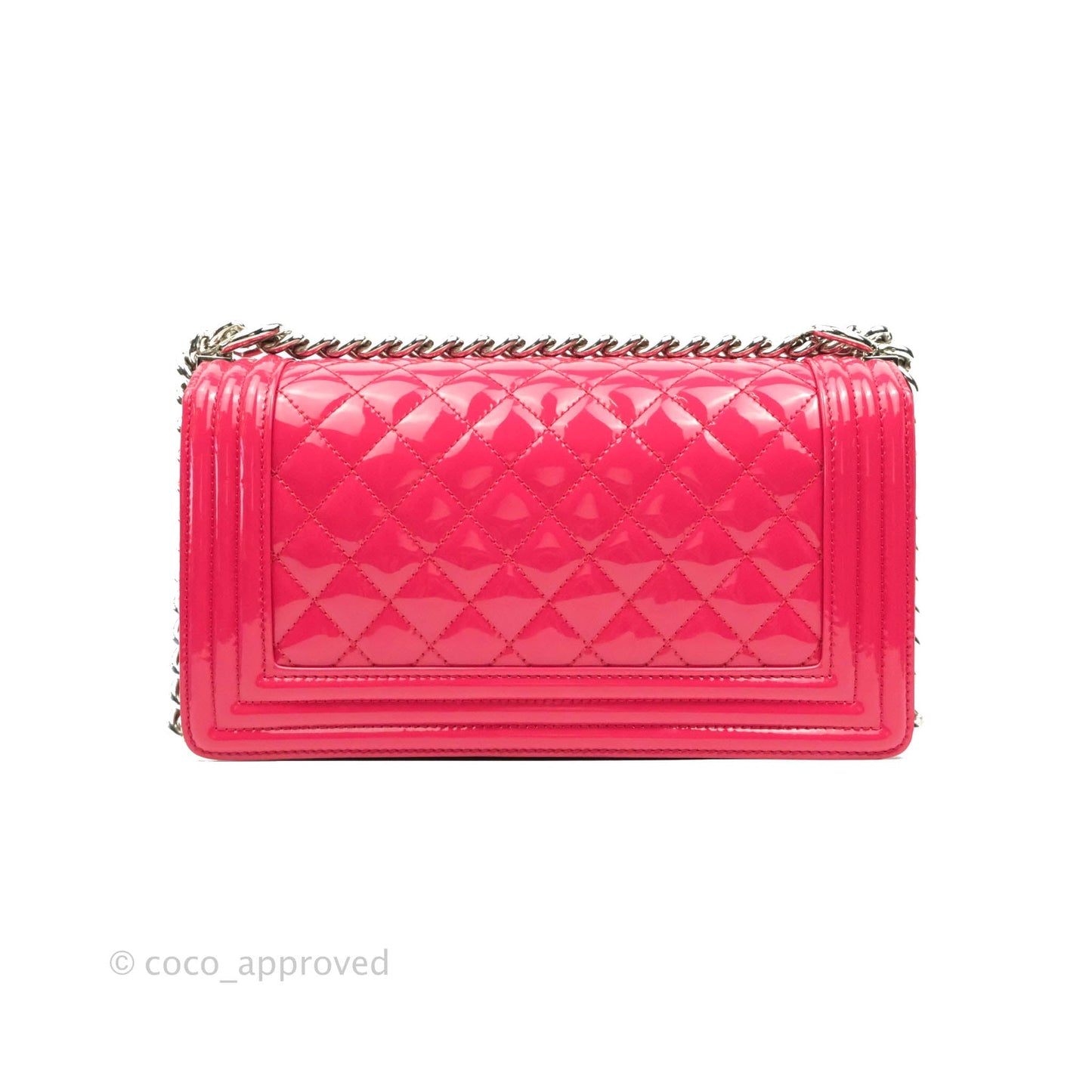 Chanel Quilted Medium Boy Bag Pink Patent Pink & Silver Hardware