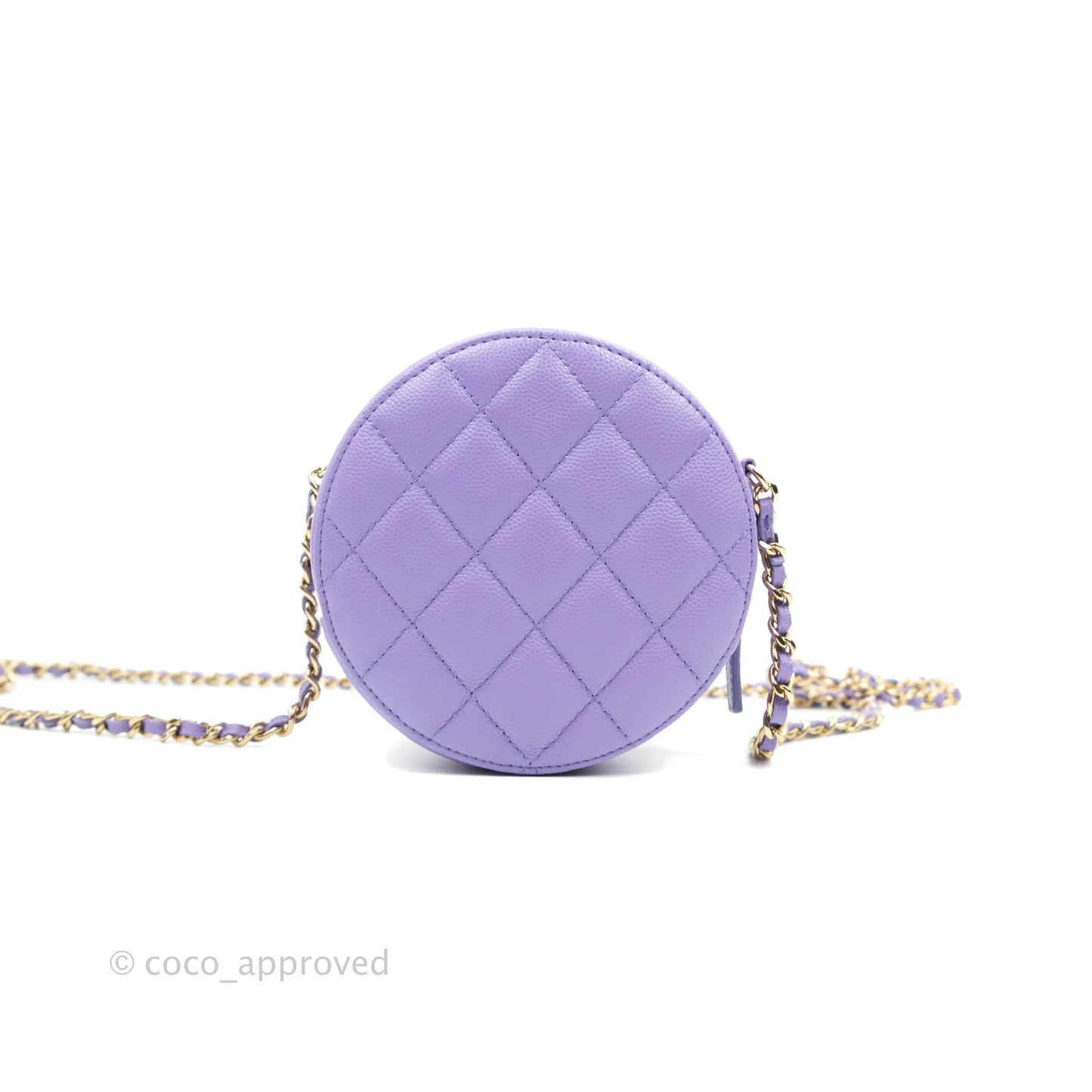 Chanel Round Circle Bag Purple Caviar Gold Hardware 20S