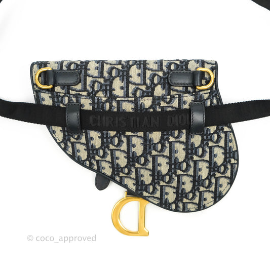 Christian Dior Blue Oblique Jacquard Saddle Belt Bag