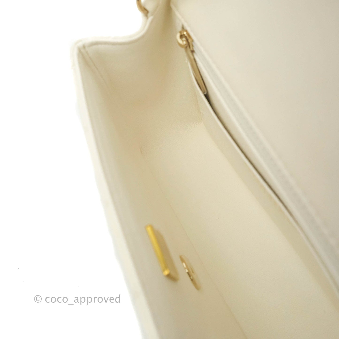 Chanel Quilted Mini Rectangular Flap White Lambskin Gold Hardware