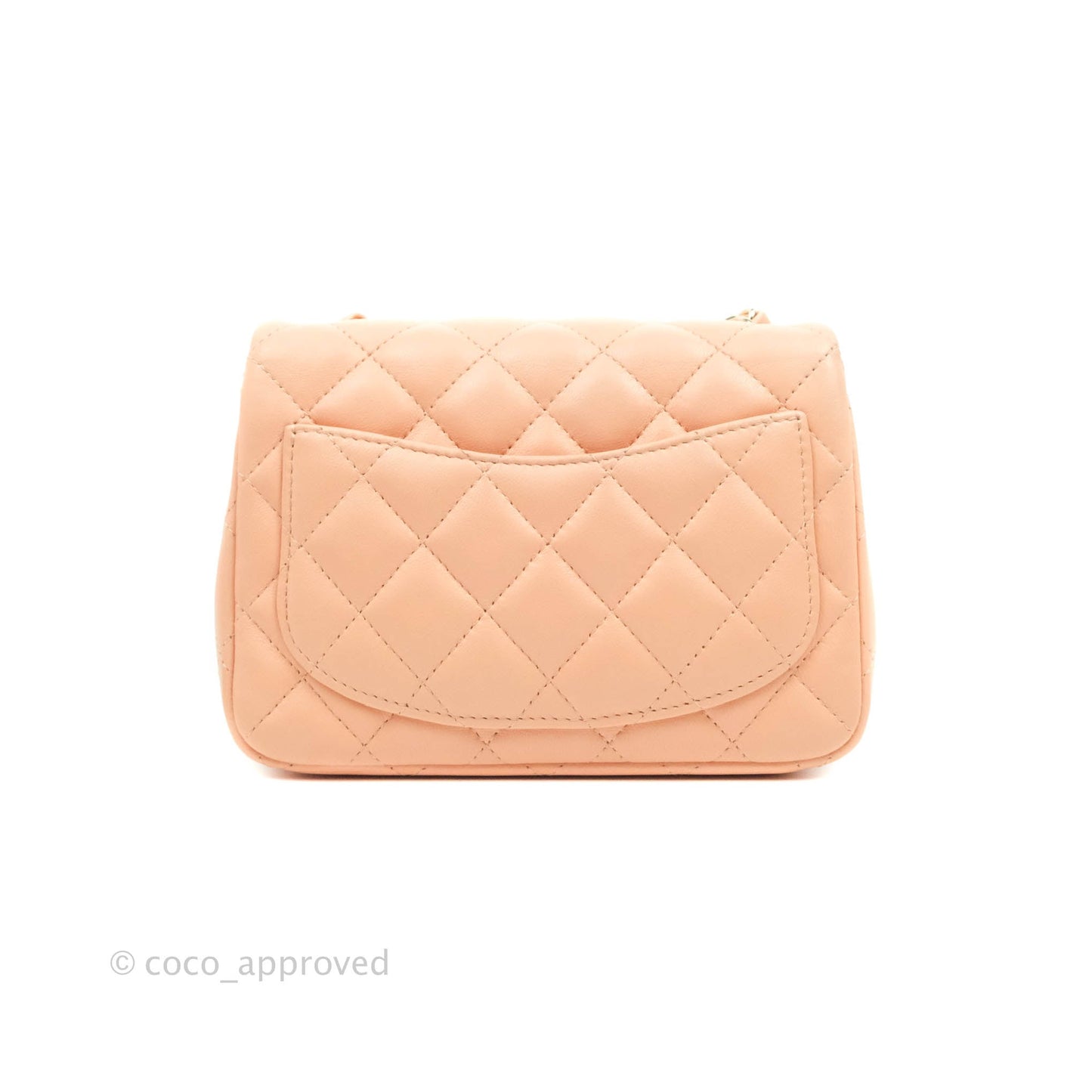 Chanel Quilted Mini Square Light Beige Pink Lambskin Gold Hardware