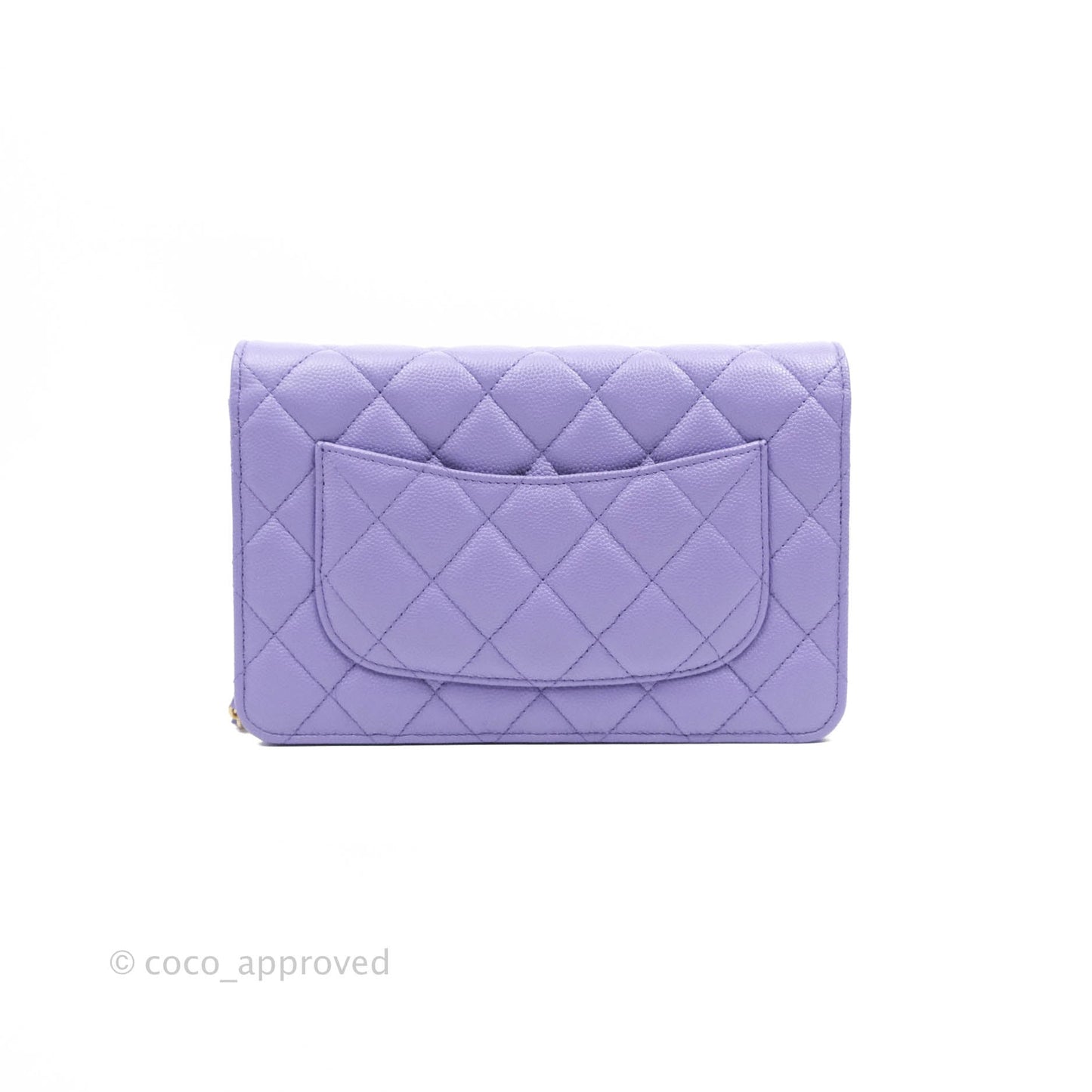 Chanel Quilted Wallet on Chain WOC Purple Caviar Gold Hardware 20S