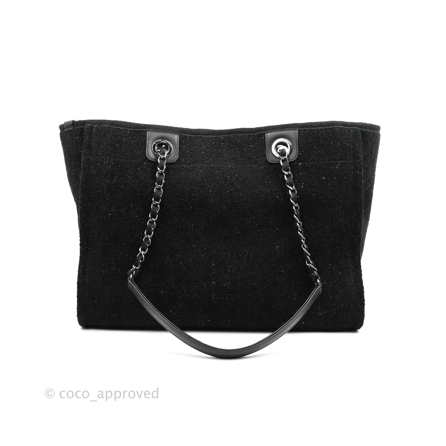 Chanel Medium Deauville Black Glitter Lurex Tote Bag 19A
