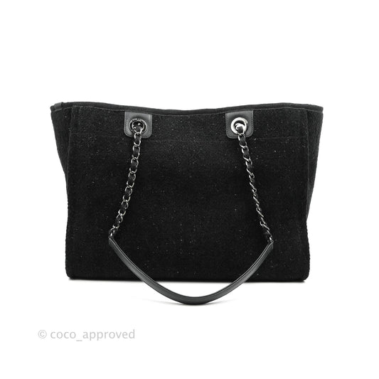 Chanel Medium Deauville Black Glitter Lurex Tote Bag 19A