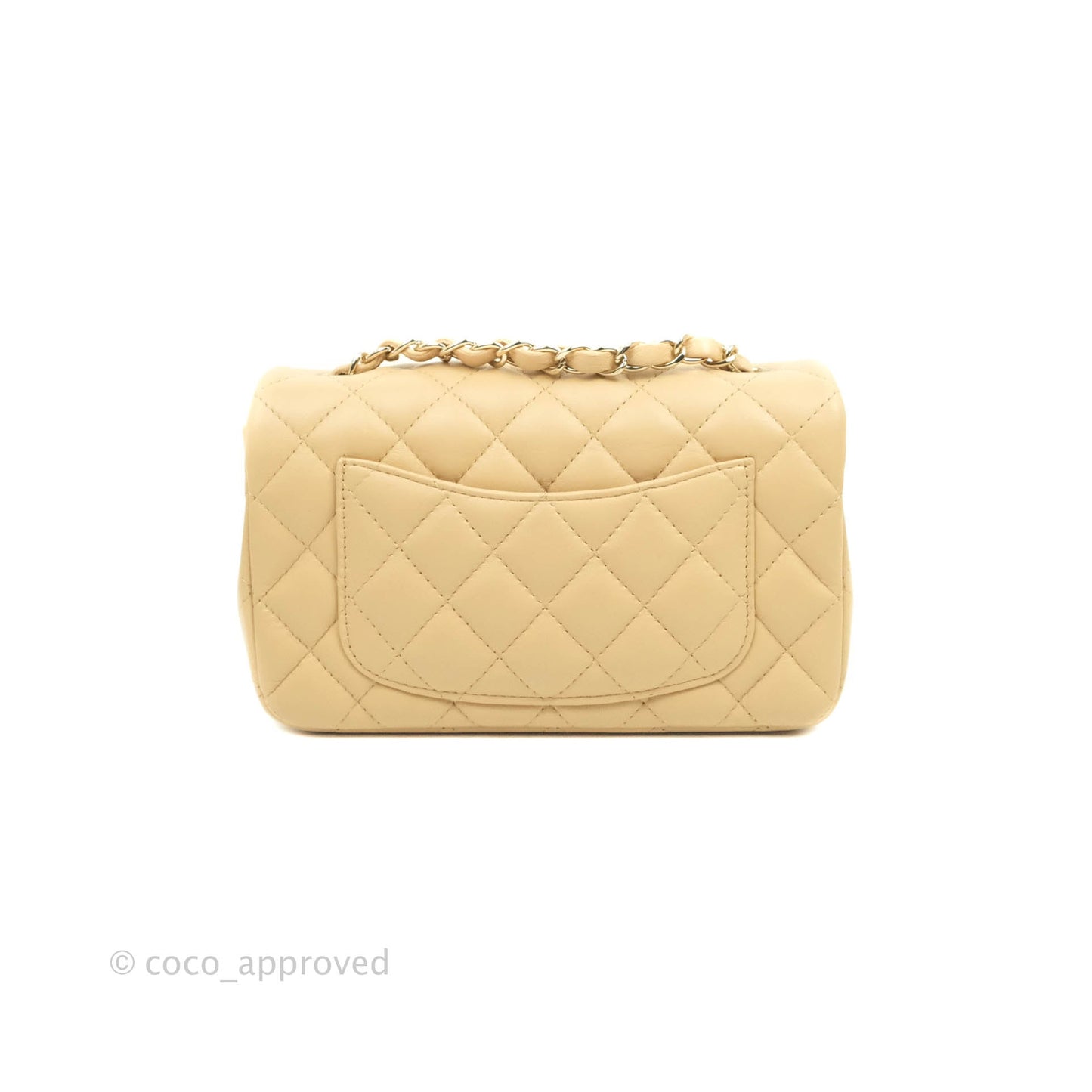 Chanel Classic Mini Rectangular Flap Beige Lambskin Gold Hardware 22C