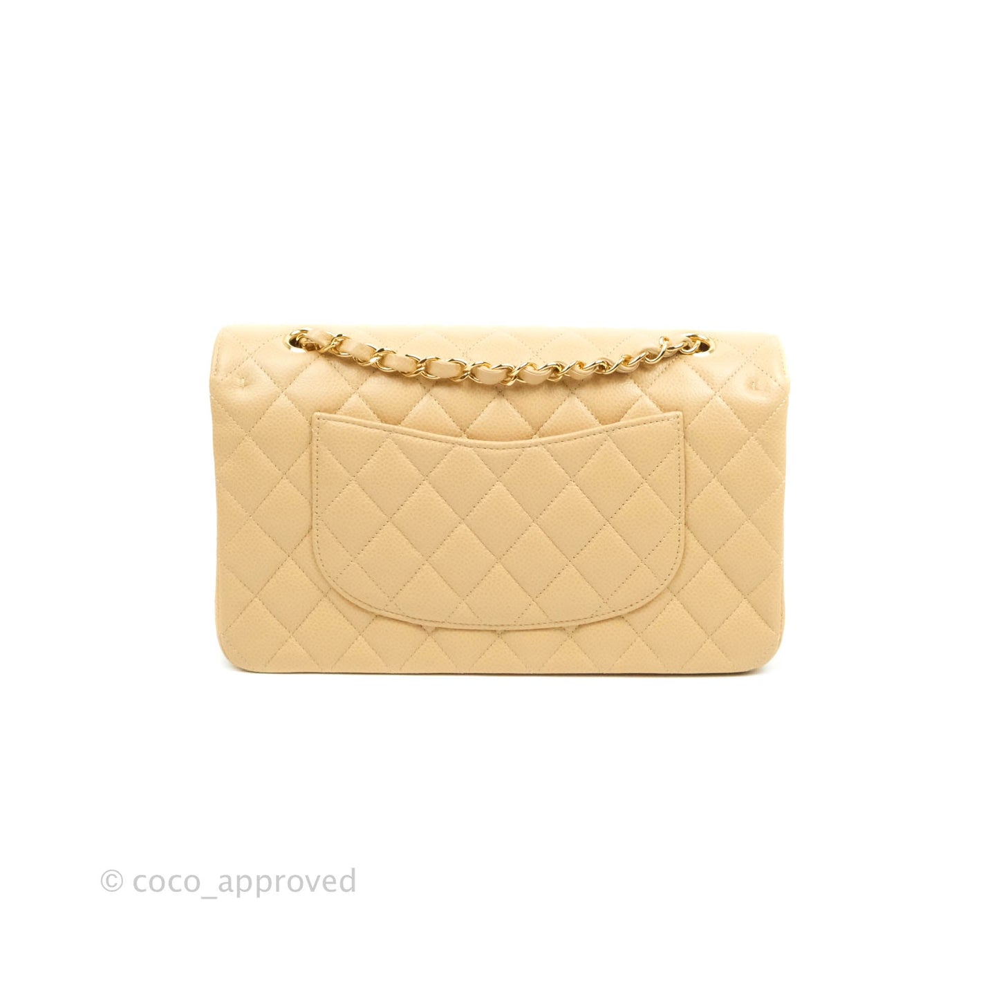 Chanel Classic M/L Medium Double Flap Beige Caviar Gold Hardware