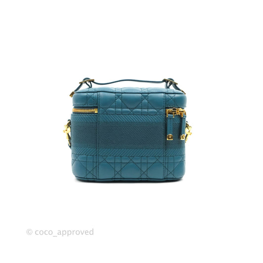 Christian Dior Lambskin Cannage Small Diortravel Vanity Case Deep Ocean