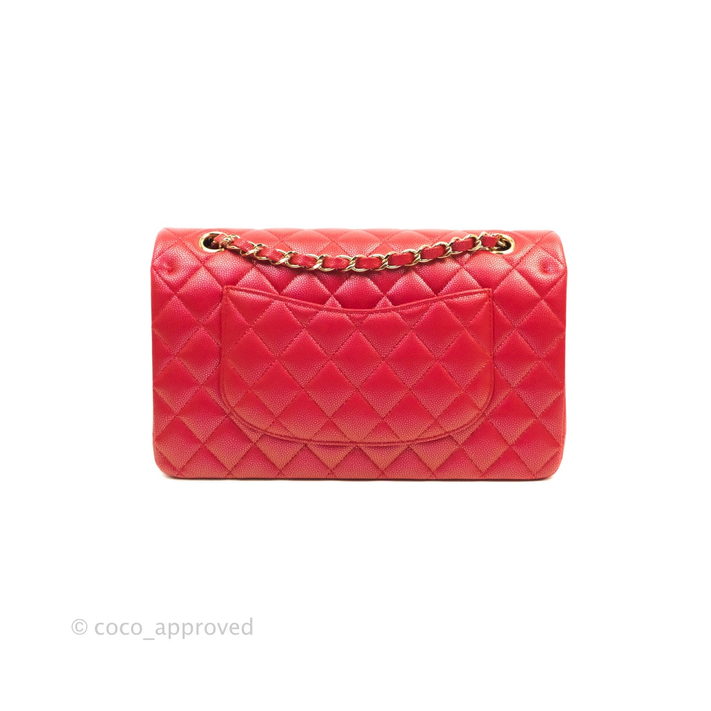 Chanel Classic M/L Medium Double Flap Iridescent Red Caviar Gold Hardware 21S