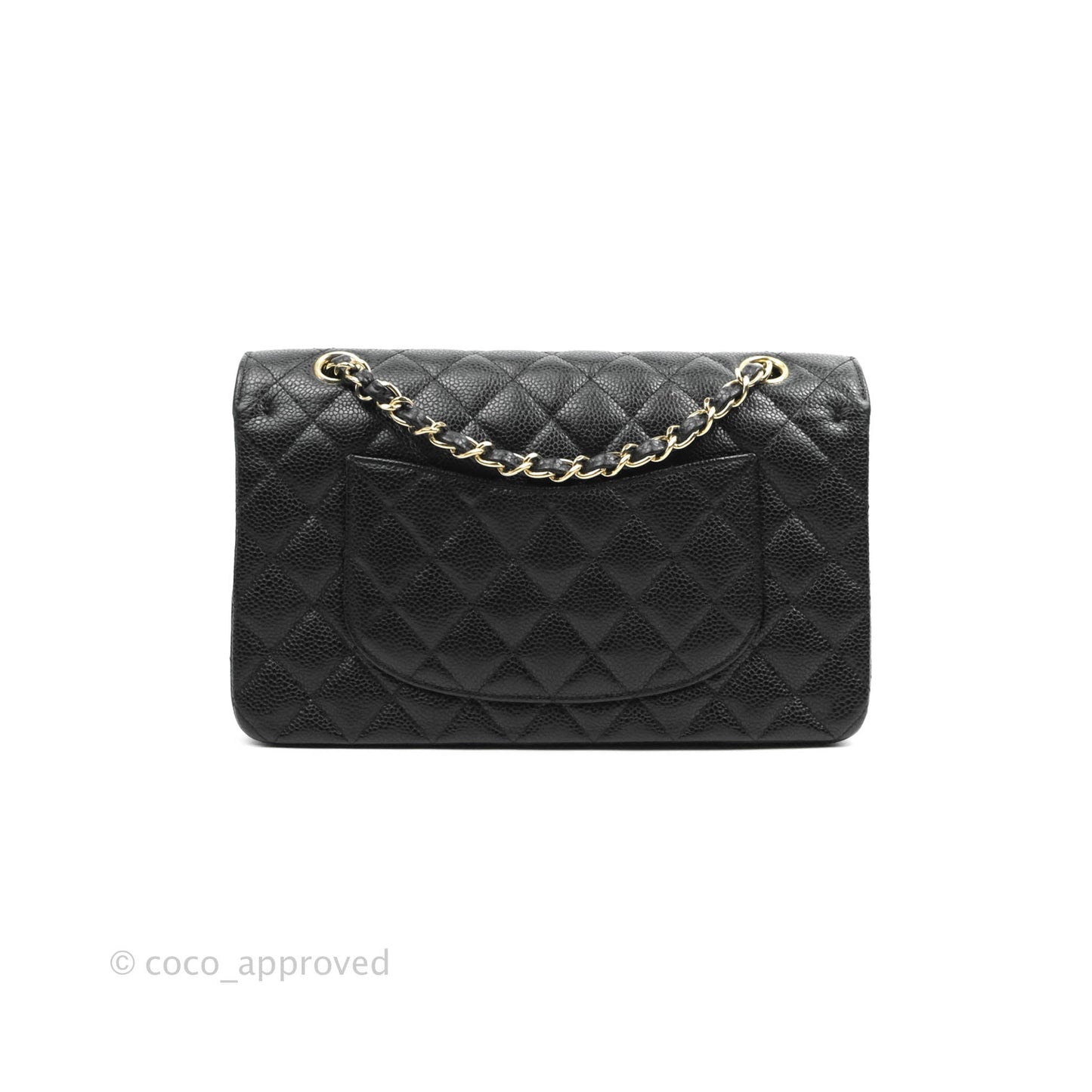 Chanel Classic M/L Medium Double Flap Black Caviar 24K Gold Hardware