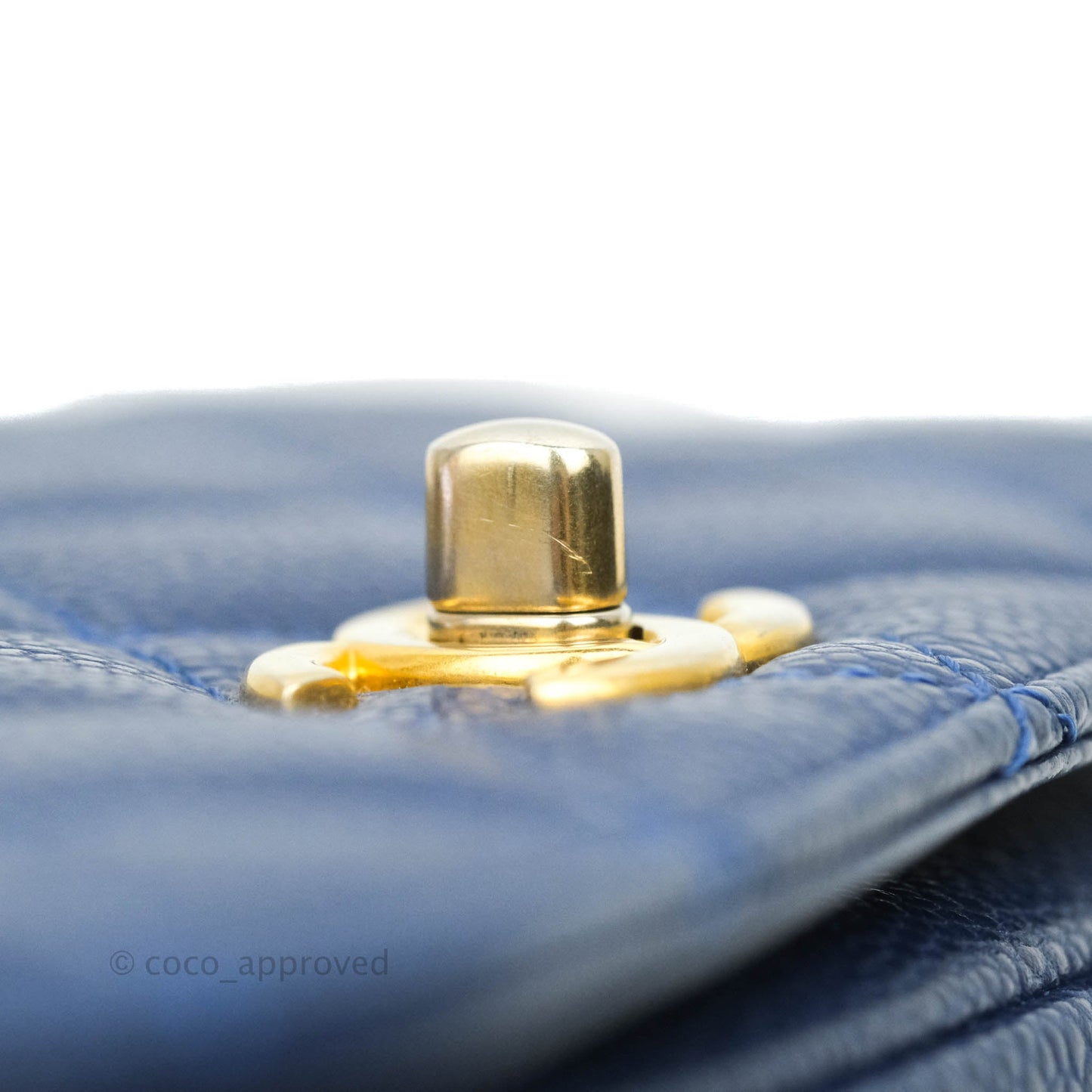 Chanel Mini Carry Around Flap Bag Blue Caviar Aged Gold Hardware