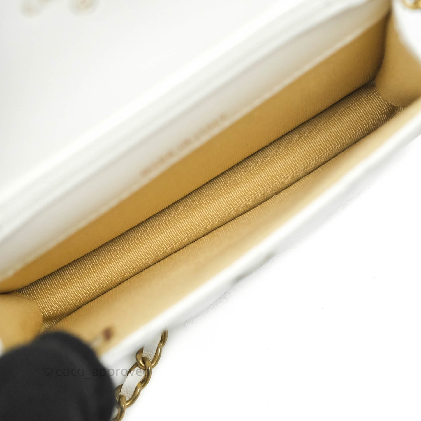 Chanel Mini Pearl Crush Clutch With Chain White Aged Gold Hardware