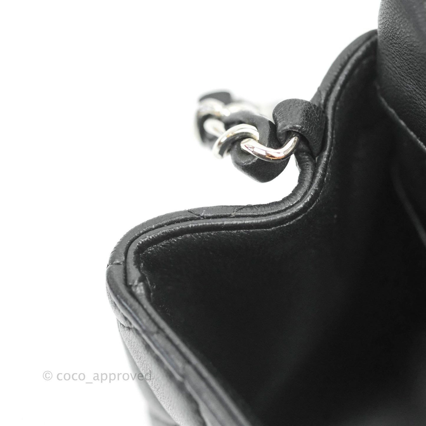 Chanel Mini Square Black Lambskin Silver Hardware