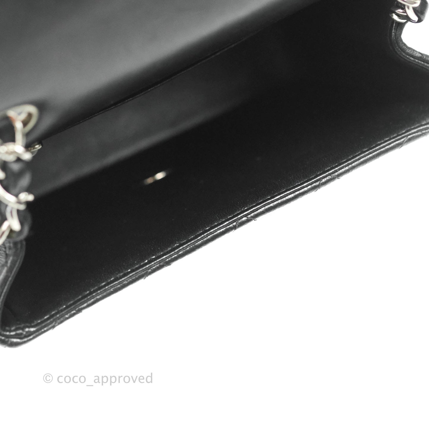 Chanel Mini Square Black Lambskin Silver Hardware
