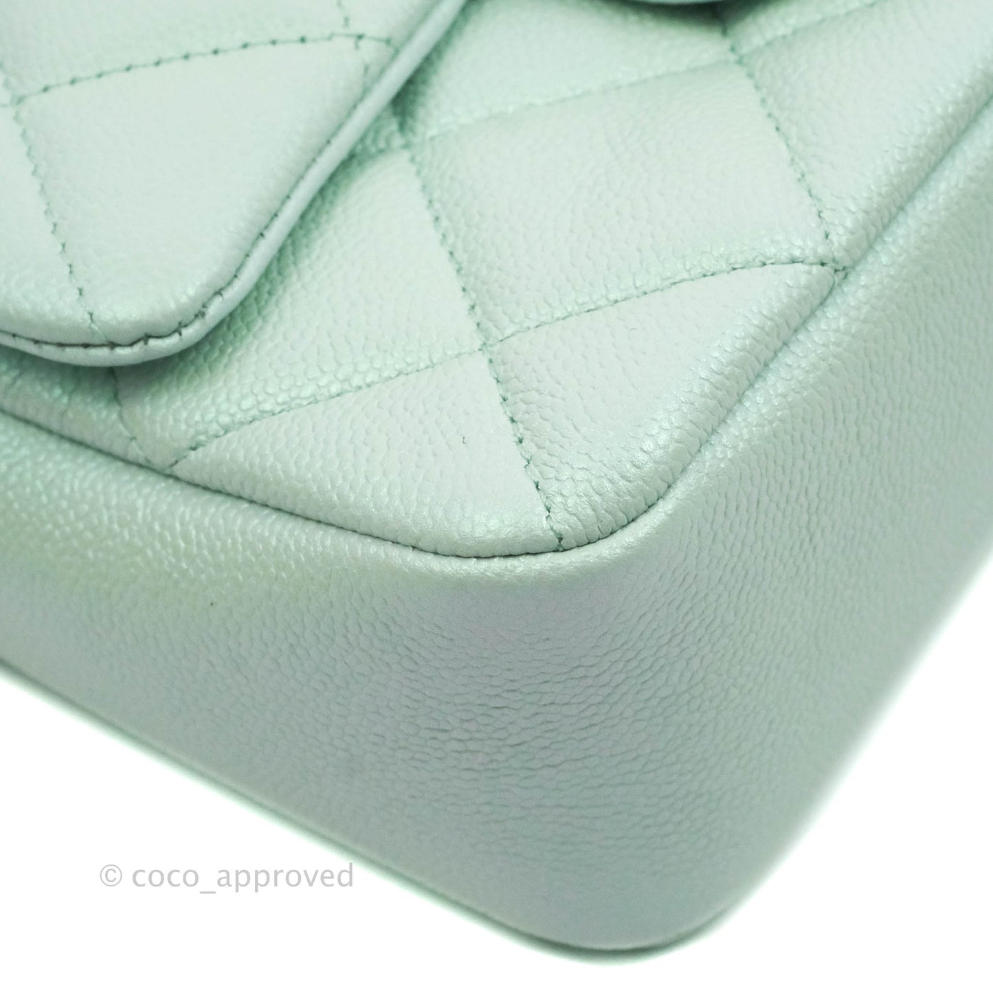 Chanel Quilted My Perfect Mini Iridescent Mint Green Caviar Aged Gold Hardware 21K