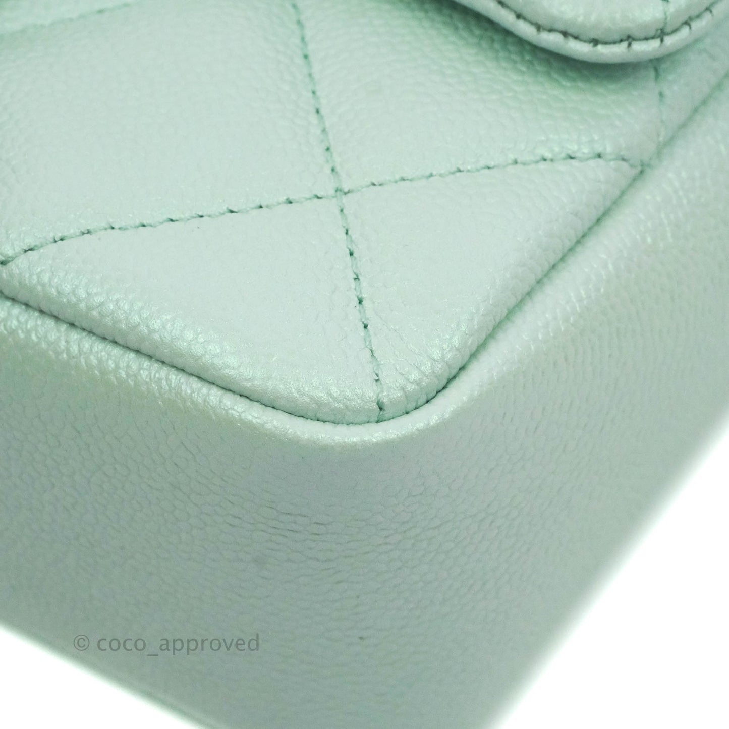 Chanel Quilted My Perfect Mini Iridescent Mint Green Caviar Aged Gold Hardware 21K