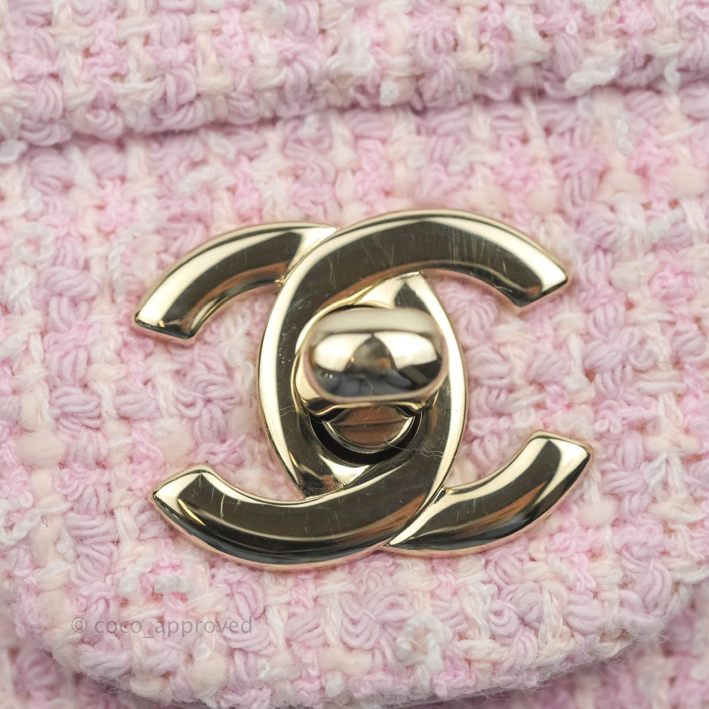 Chanel Quilted Mini Rectangular Flap Pink Tweed Gold Hardware