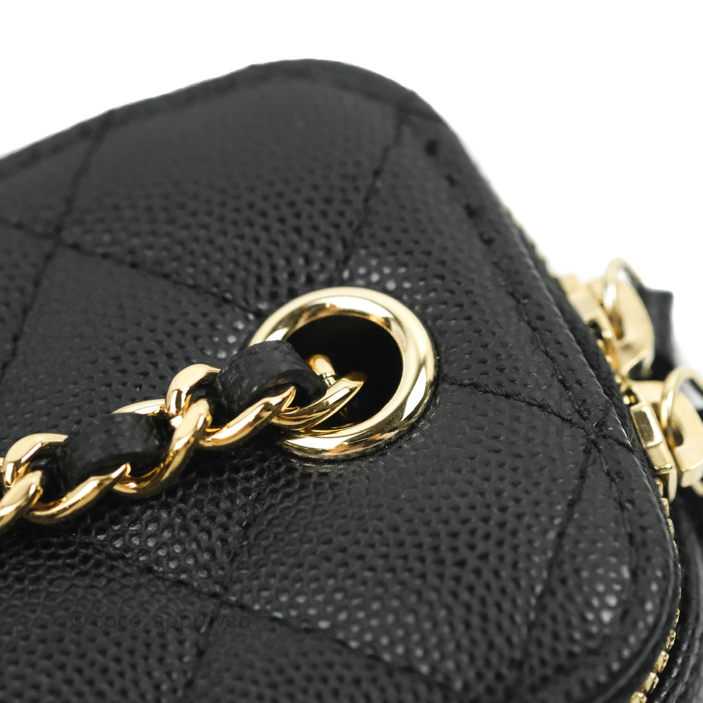 Chanel Classic Mini Vanity With Chain Black Caviar Gold Hardware