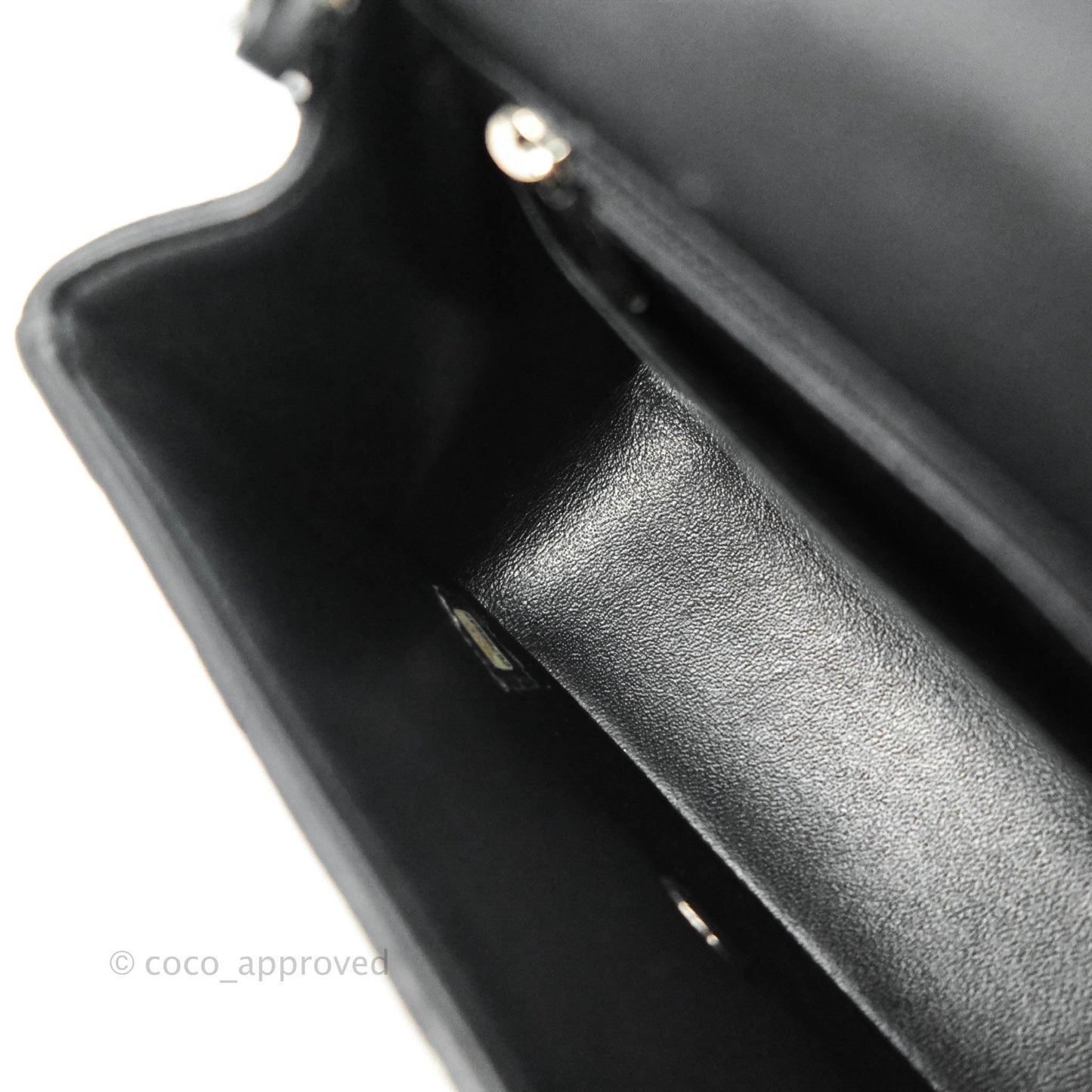 Chanel Mini Square Black Lambskin Silver Hardware