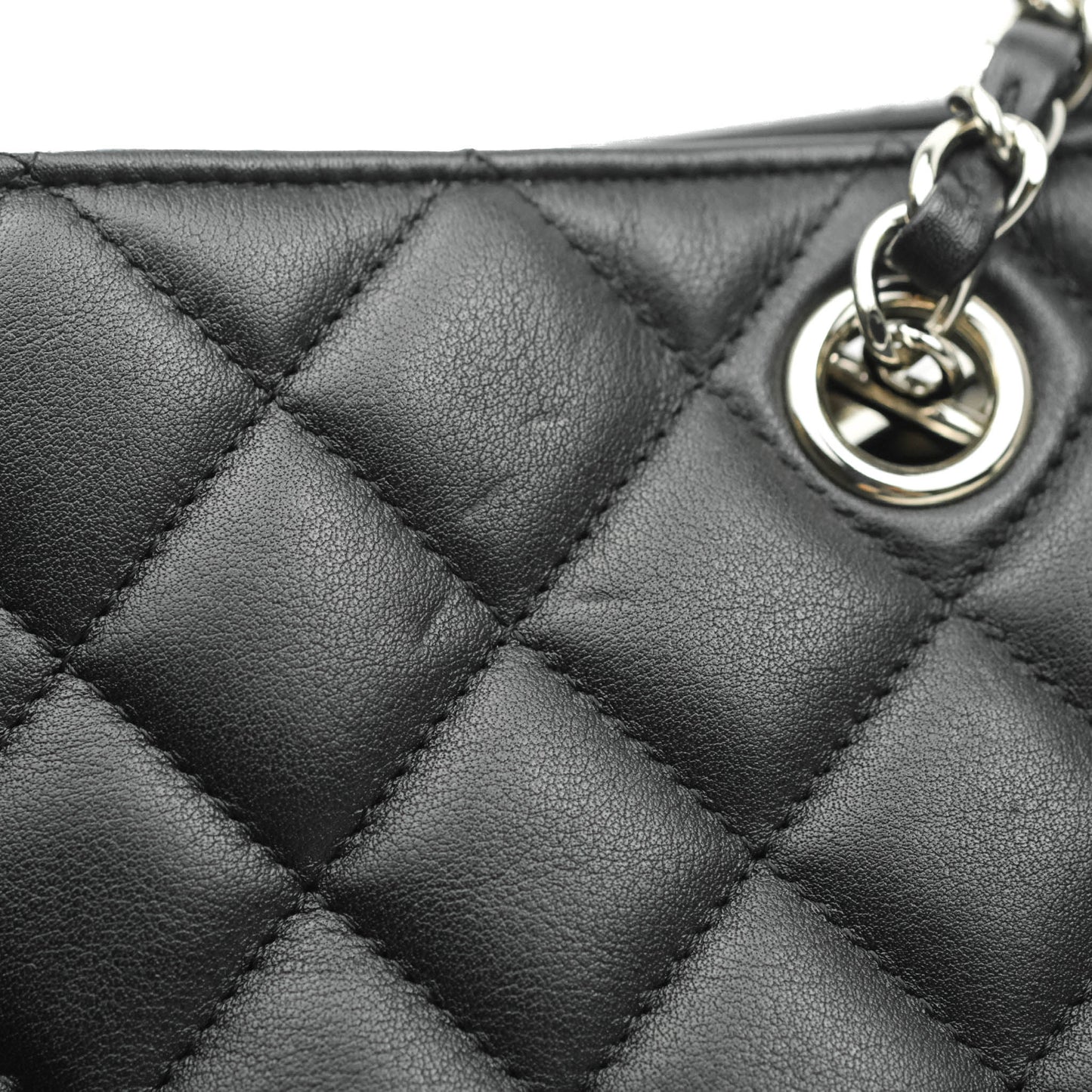 Chanel Quilted Timeless Tote Black Calfskin Silver Hardware