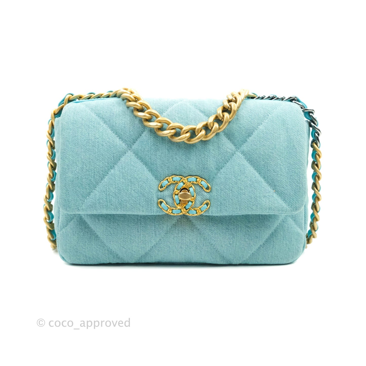 Chanel 19 Small Blue Denim Mixed Hardware