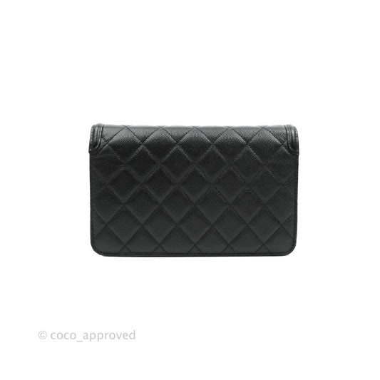 Chanel Filigree Wallet on Chain WOC Black Caviar Gold Hardware