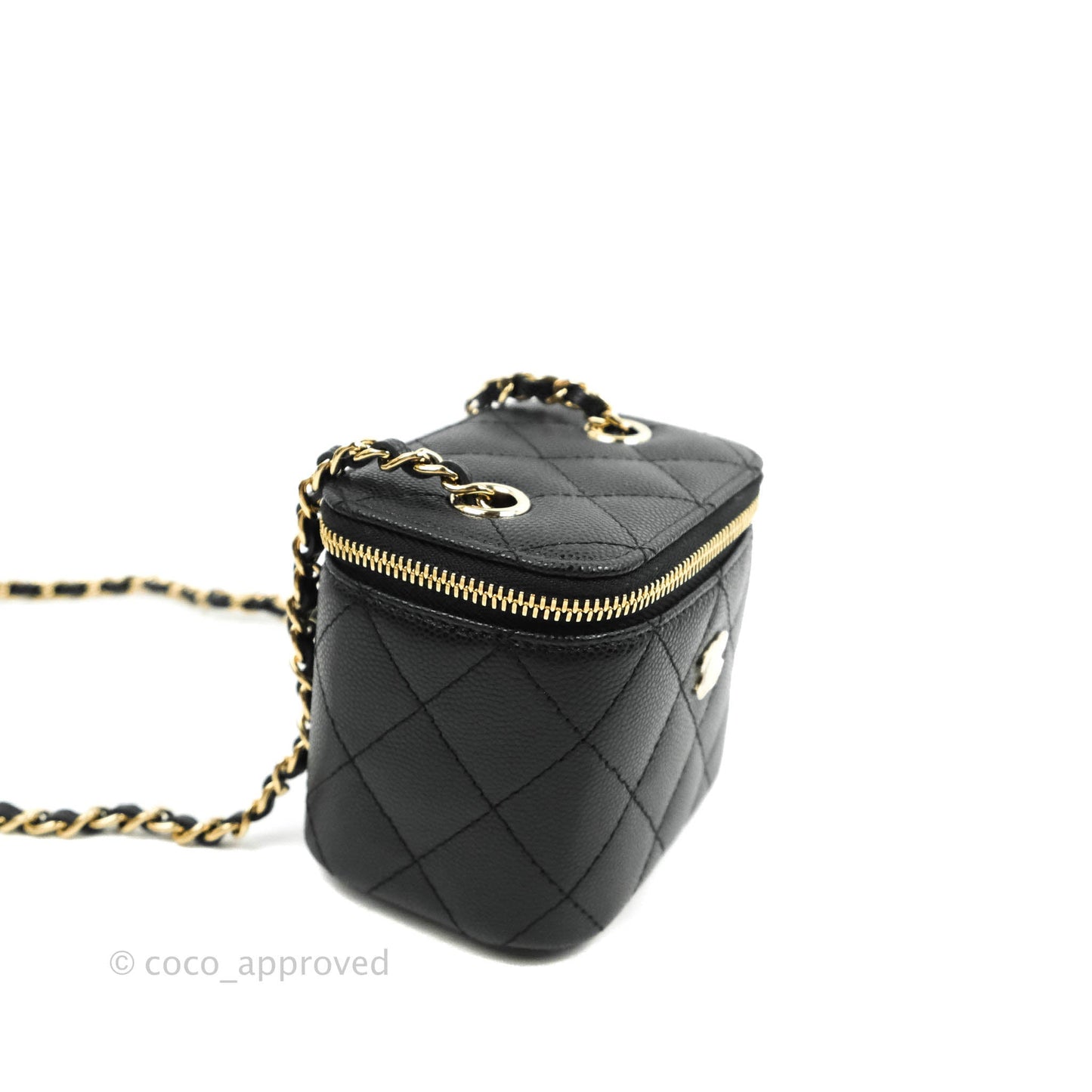 Chanel Classic Mini Vanity With Chain Black Caviar Gold Hardware