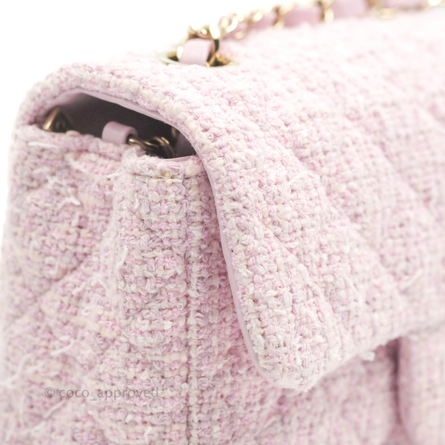Chanel Quilted Mini Rectangular Flap Pink Tweed Gold Hardware