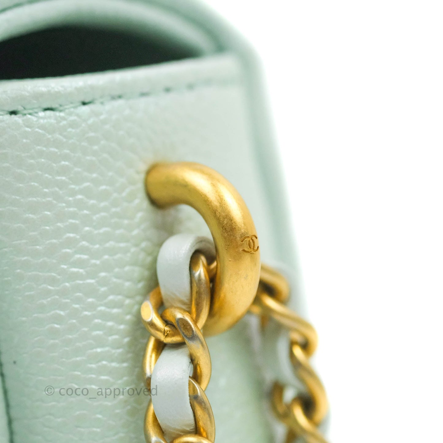 Chanel Quilted My Perfect Mini Iridescent Mint Green Caviar Aged Gold Hardware 21K