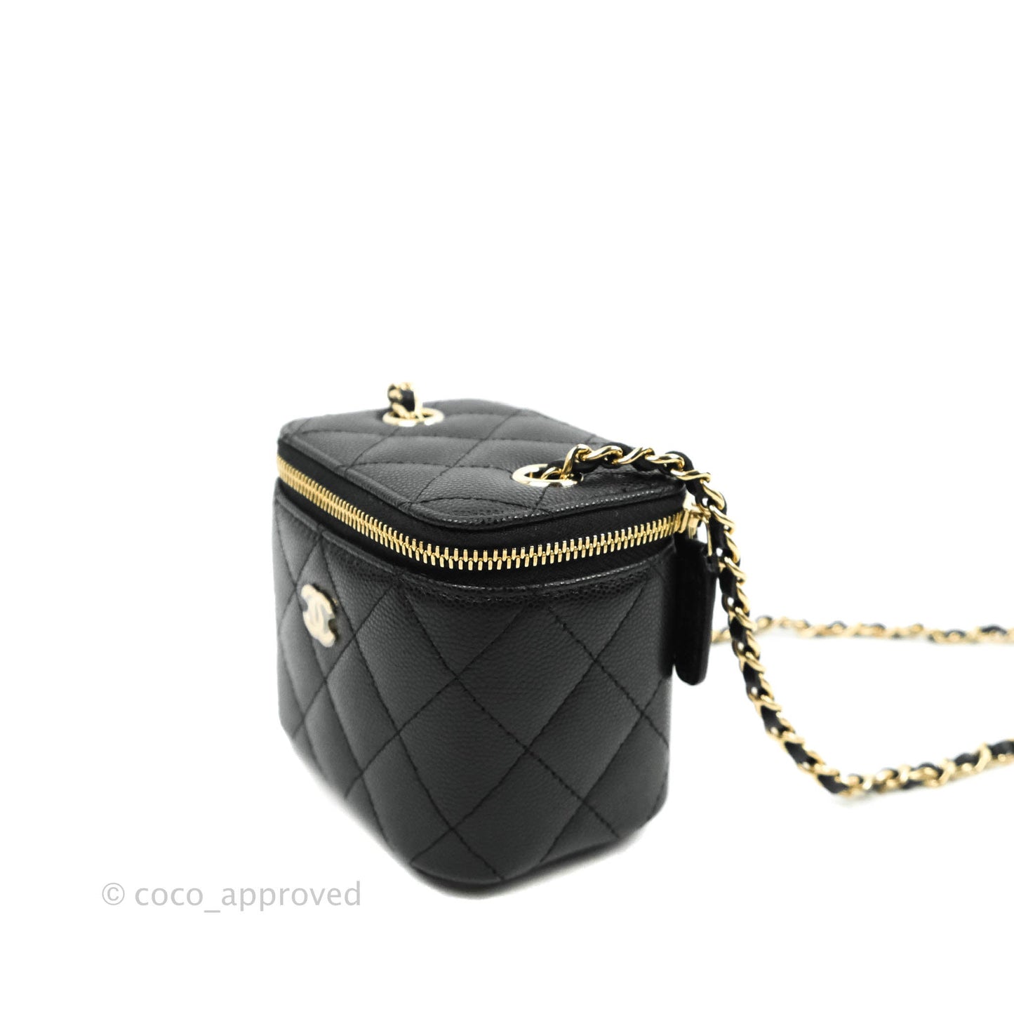 Chanel Classic Mini Vanity With Chain Black Caviar Gold Hardware