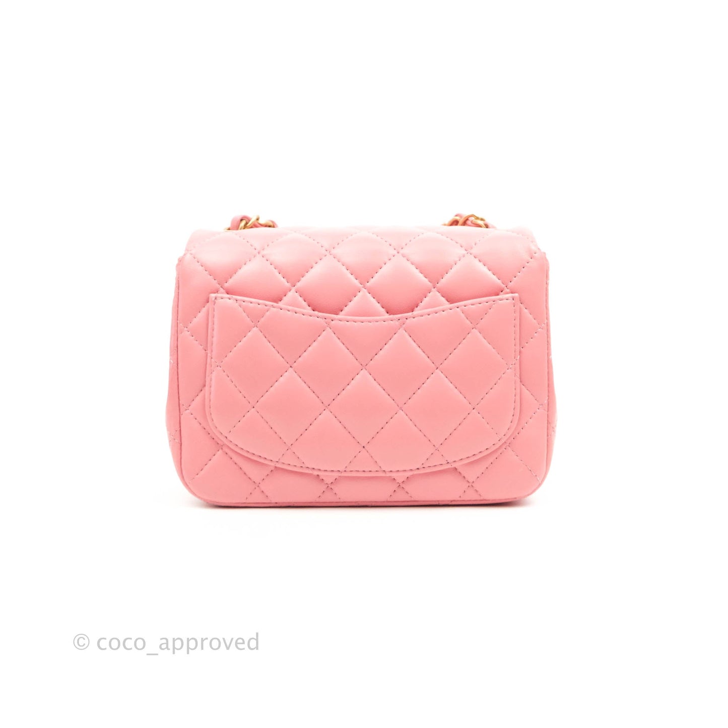 Chanel Quilted Mini Square Pink Lambskin Aged Gold Hardware 19S