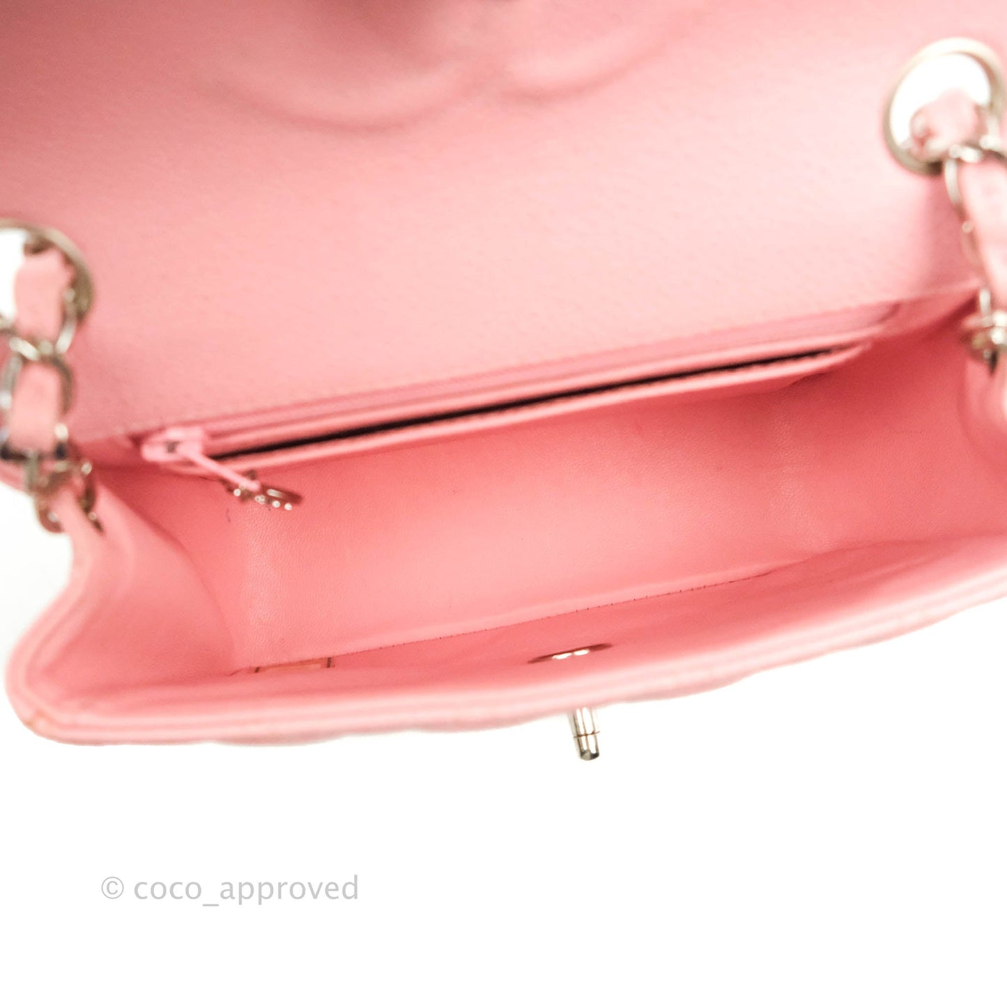 Chanel Quilted Vintage Mini Square Flap Pink Caviar Silver Hardware