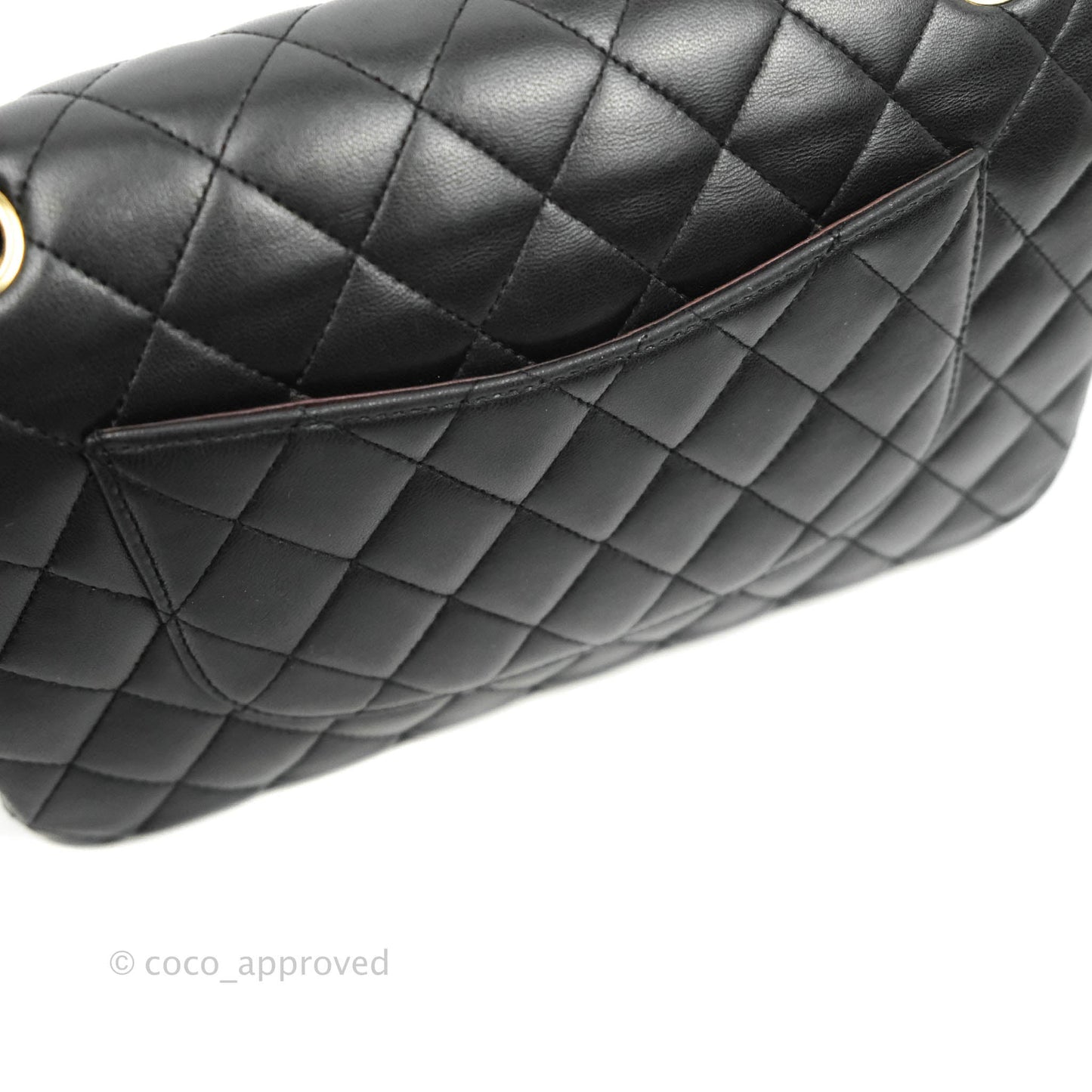 Chanel Classic M/L Medium Double Flap Black Lambskin Gold Hardware