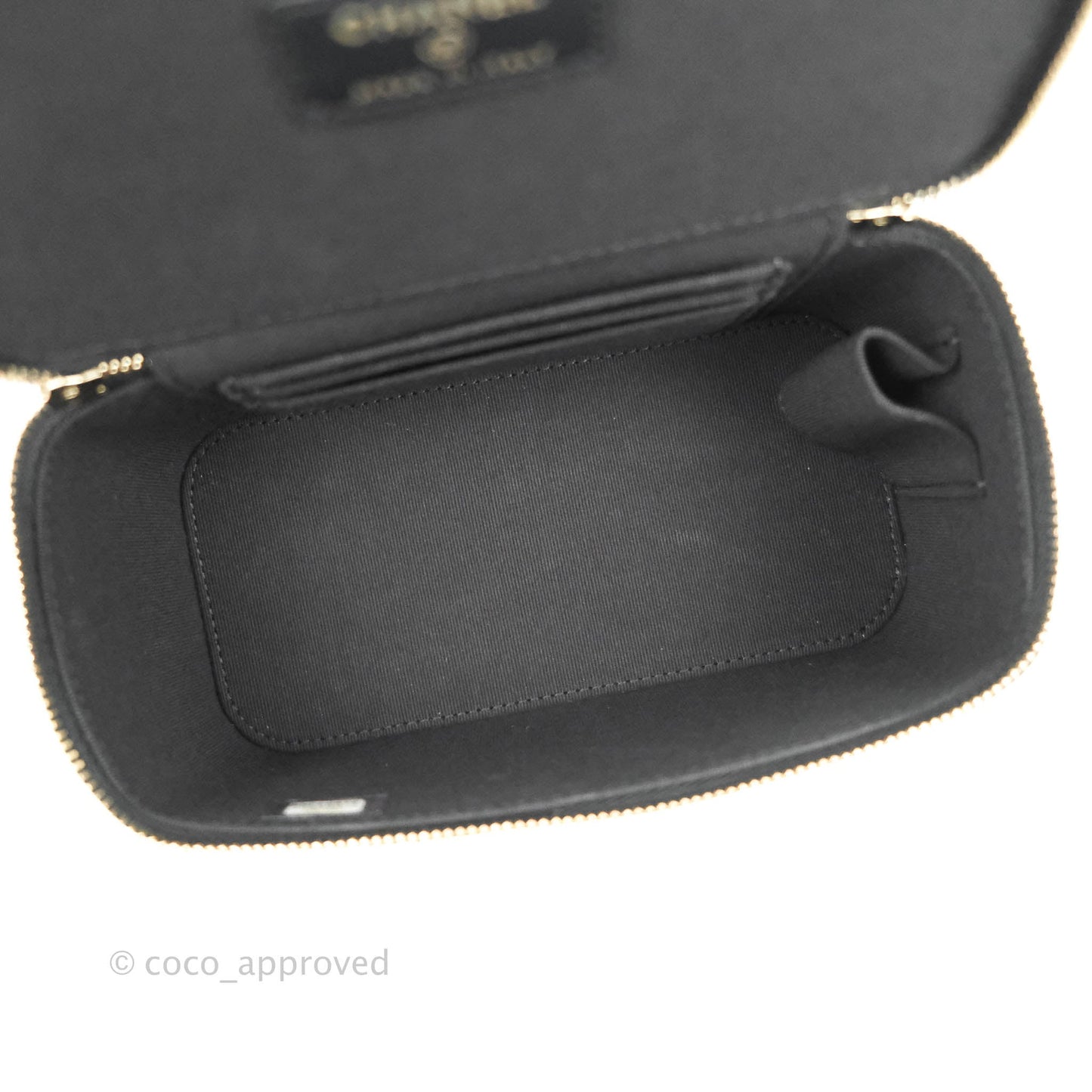 Chanel Classic Vanity Rectangular Top Handle With Chain Black Lambskin Gold Hardware