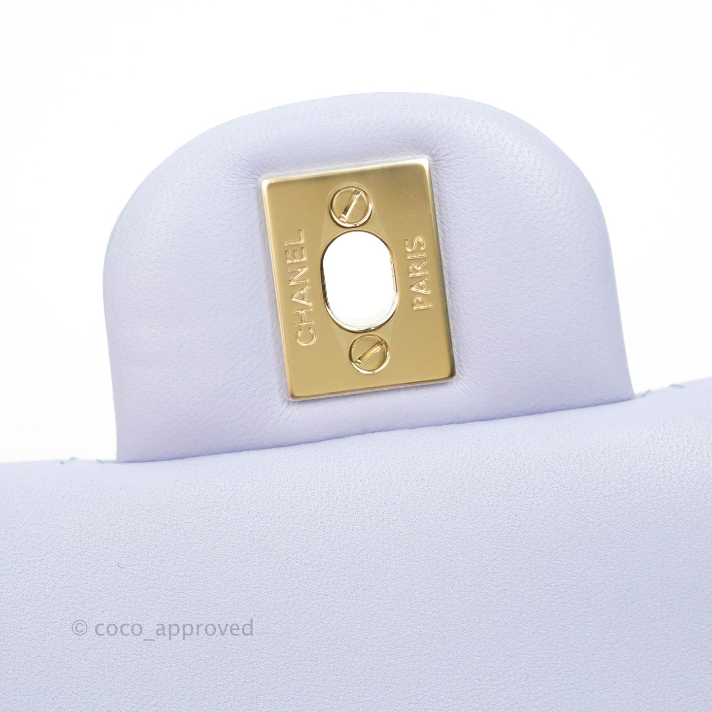 Chanel Top Handle Mini Rectangular Flap Bag Lilac Lambskin Aged Gold Hardware 21K