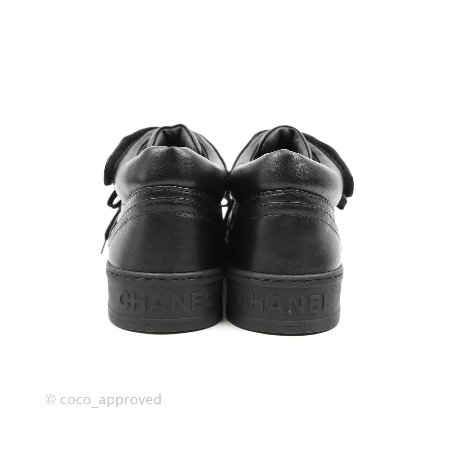 Chanel Black Leather Sneakers Gold Hardware