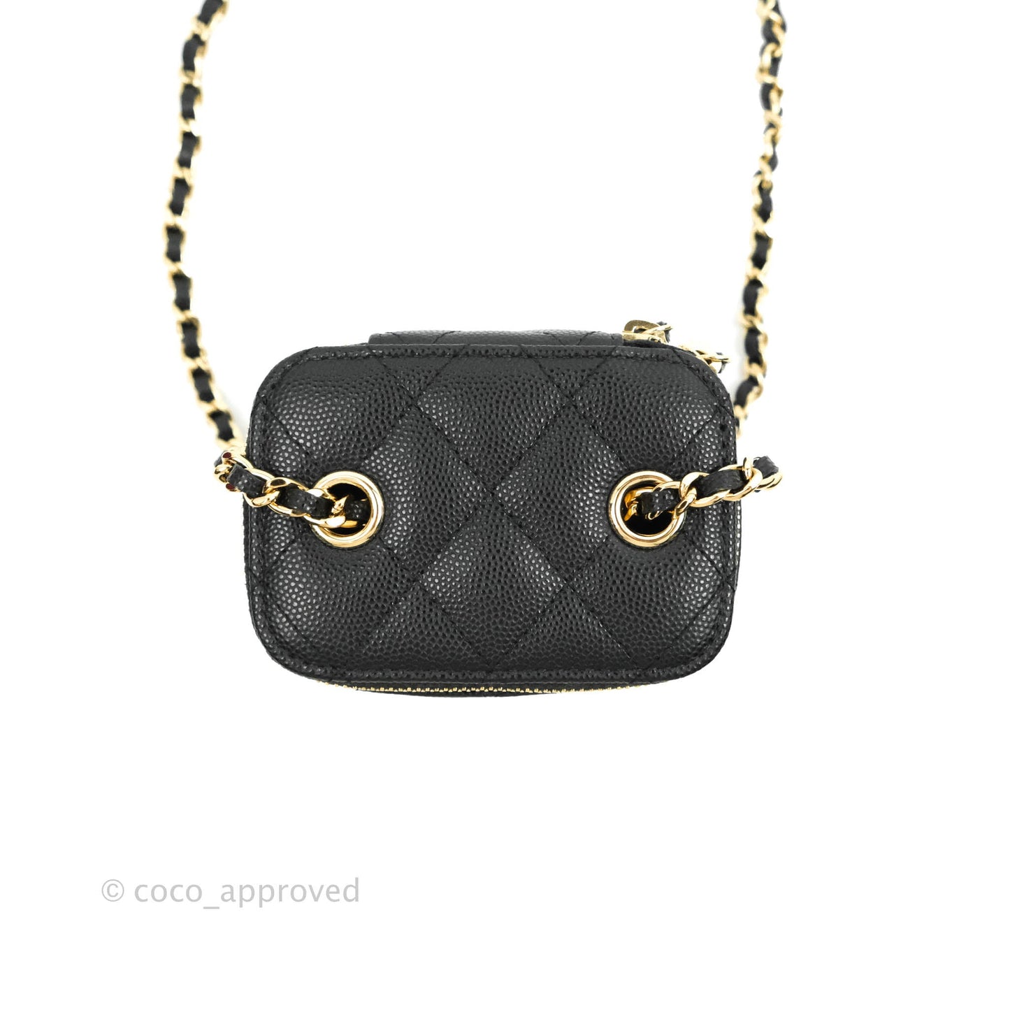 Chanel Classic Mini Vanity With Chain Black Caviar Gold Hardware