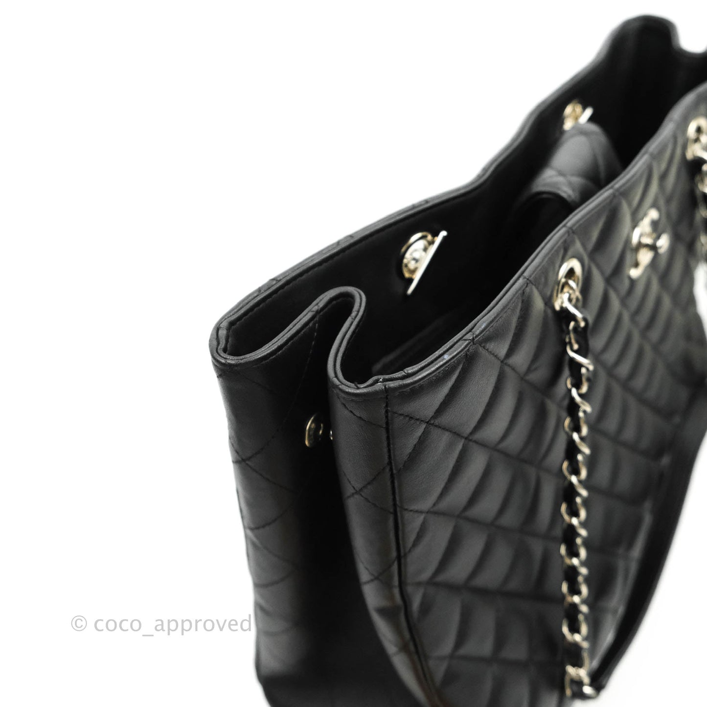 Chanel Quilted Timeless Tote Black Calfskin Silver Hardware