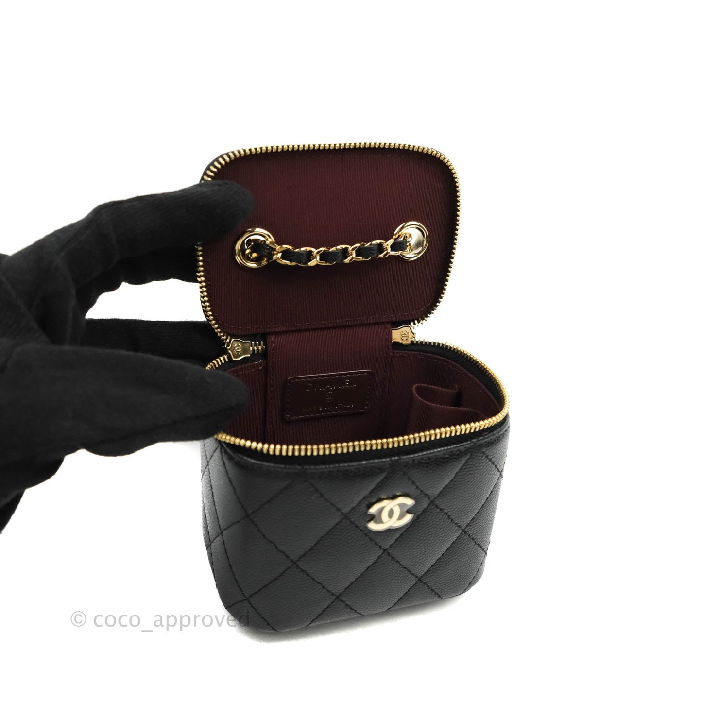 Chanel Classic Mini Vanity With Chain Black Caviar Gold Hardware